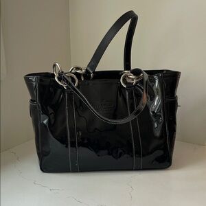 Coach Black Patent Leather Tote